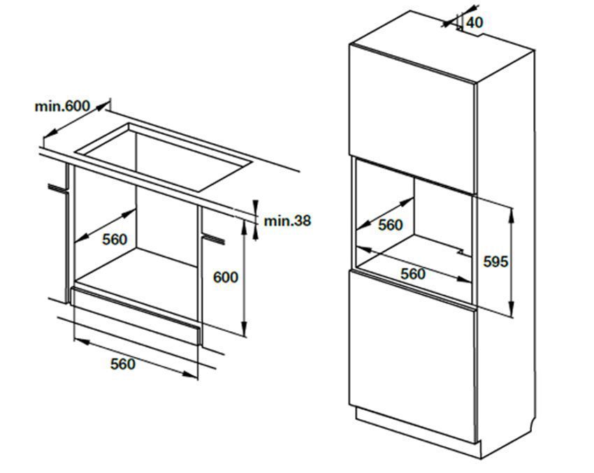 Lò nướng âm tủ Hafele HO-T60D 534.05.561 - Hàng chính hãng