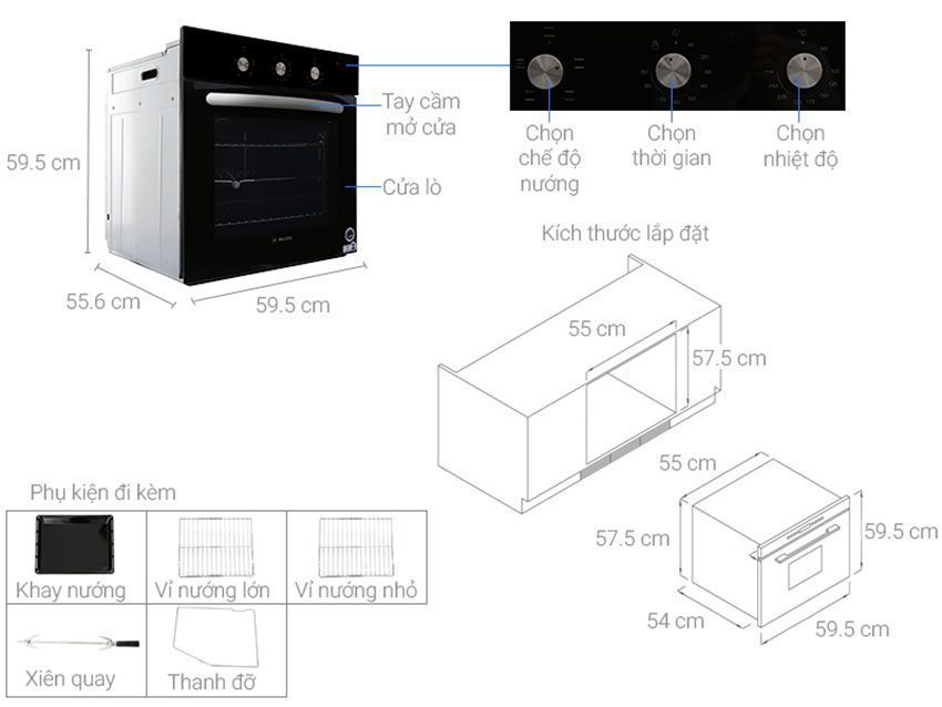 Lò nướng âm tủ Malloca MOV-655EST - Hàng chính hãng