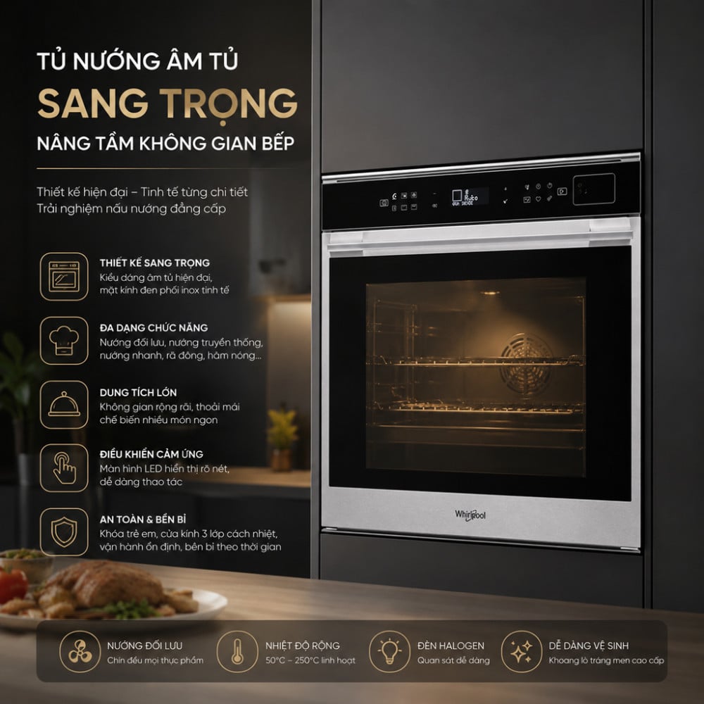 Lò nướng âm tủ Whirlpool AKZ97891IXAUS - 73 lít - Hàng chính hãng