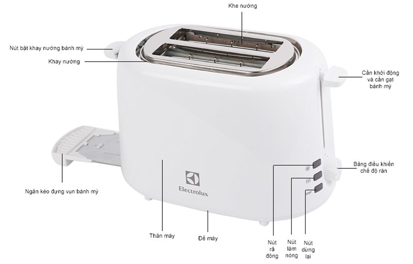 Lò nướng bánh mì Electrolux ETS1303W - Hàng chính hãng