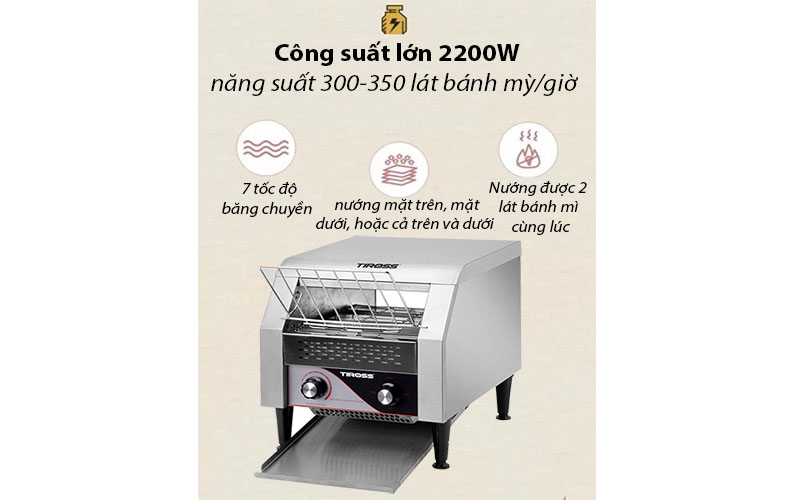 Lò nướng điện băng chuyền Tiross TS9665 - Hàng chính hãng