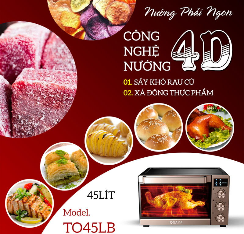 Lò nướng thùng Osaka TO-45LB - Hàng chính hãng