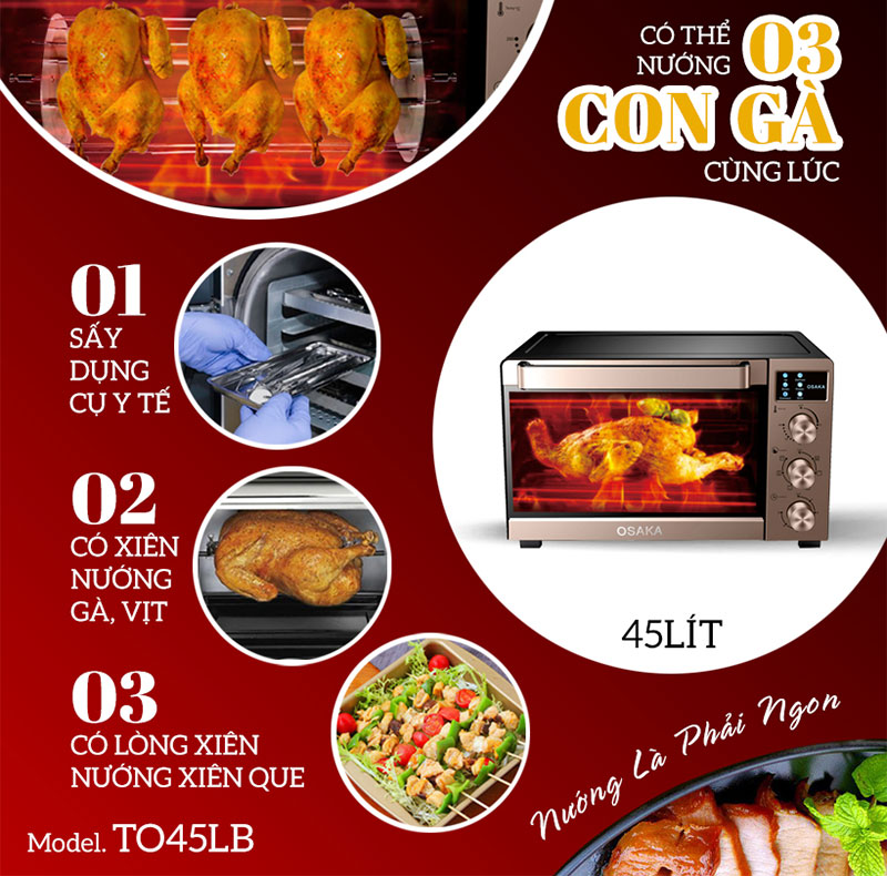 Lò nướng thùng Osaka TO-45LB - Hàng chính hãng