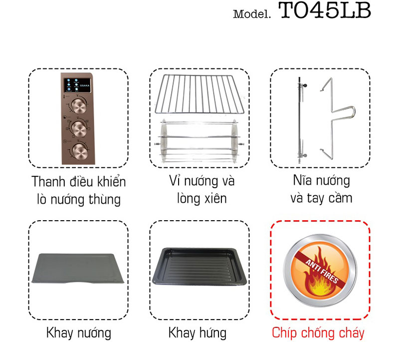 Lò nướng thùng Osaka TO-45LB - Hàng chính hãng
