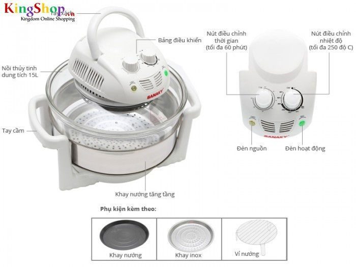 Lò nướng thủy tinh Sanaky VH-188T- Dung tích 15L - Hàng chính hãng