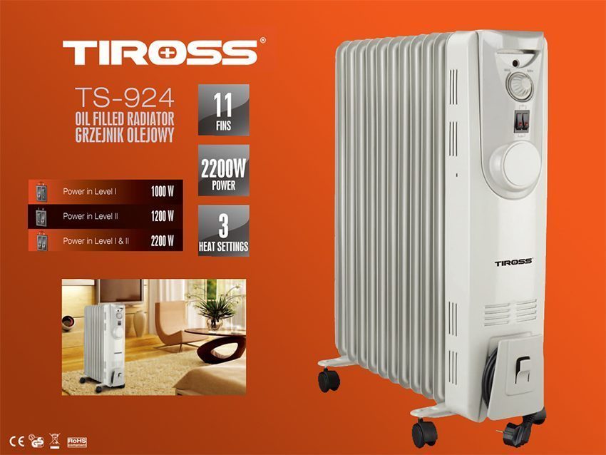 Lò sưởi dầu Tiross 11 thanh TS-924 - Hàng chính hãng