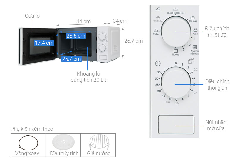 Lò vi sóng ELectrolux EMG20K38GWP - Hàng chính hãng