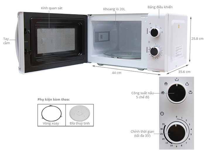 Lò vi sóng Electrolux EMM2009W - Hàng chính hãng