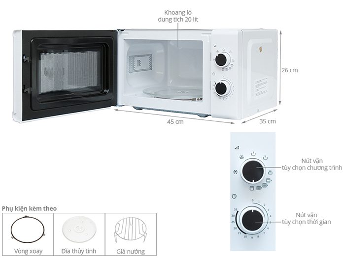 Lò vi sóng Electrolux EMM2019W - Hàng chính hãng