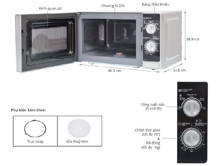 Lò vi sóng Sharp R-202VN-S 20L (Xám) - Thương hiệu Nhật Bản - Hàng chính hãng