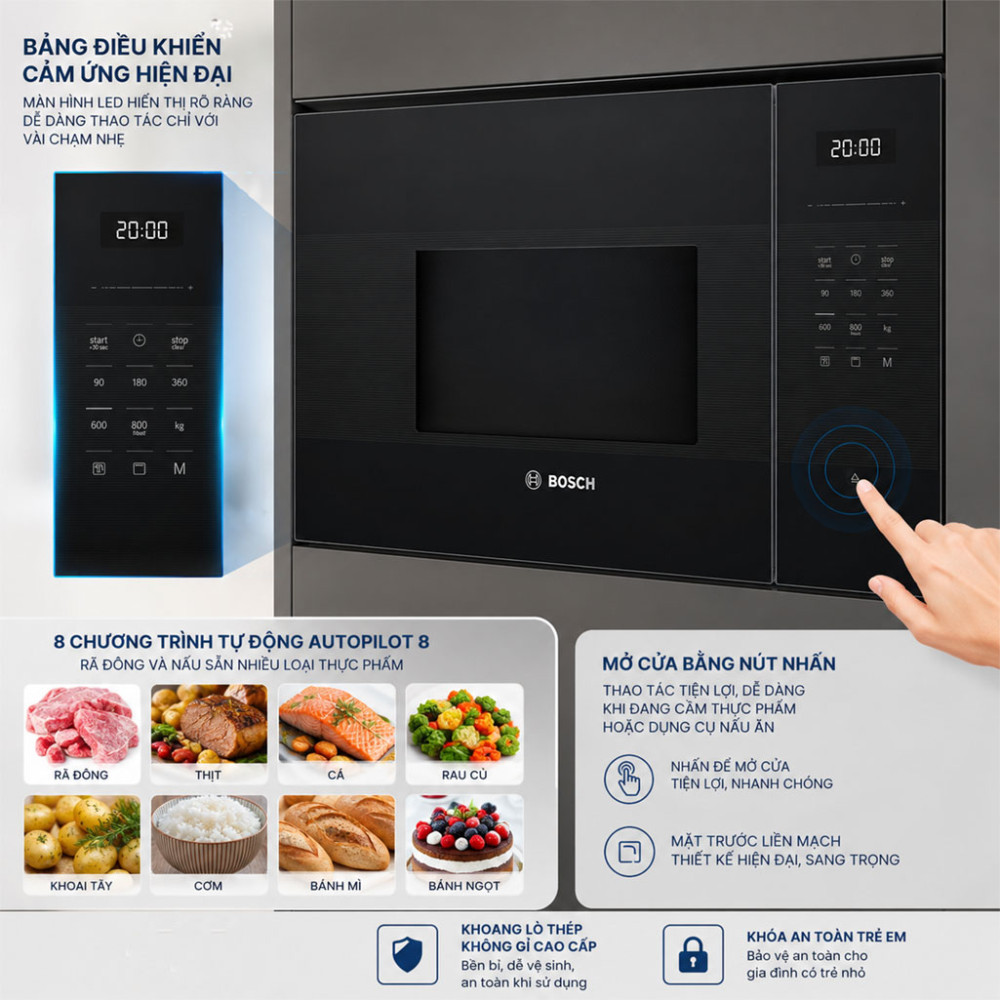 Lò vi sóng âm tủ Bosch BEL524MB2 Serie 6 - Hàng chính hãng