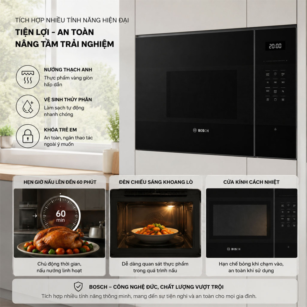 Lò vi sóng âm tủ Bosch BEL524MB2 Serie 6 - Hàng chính hãng