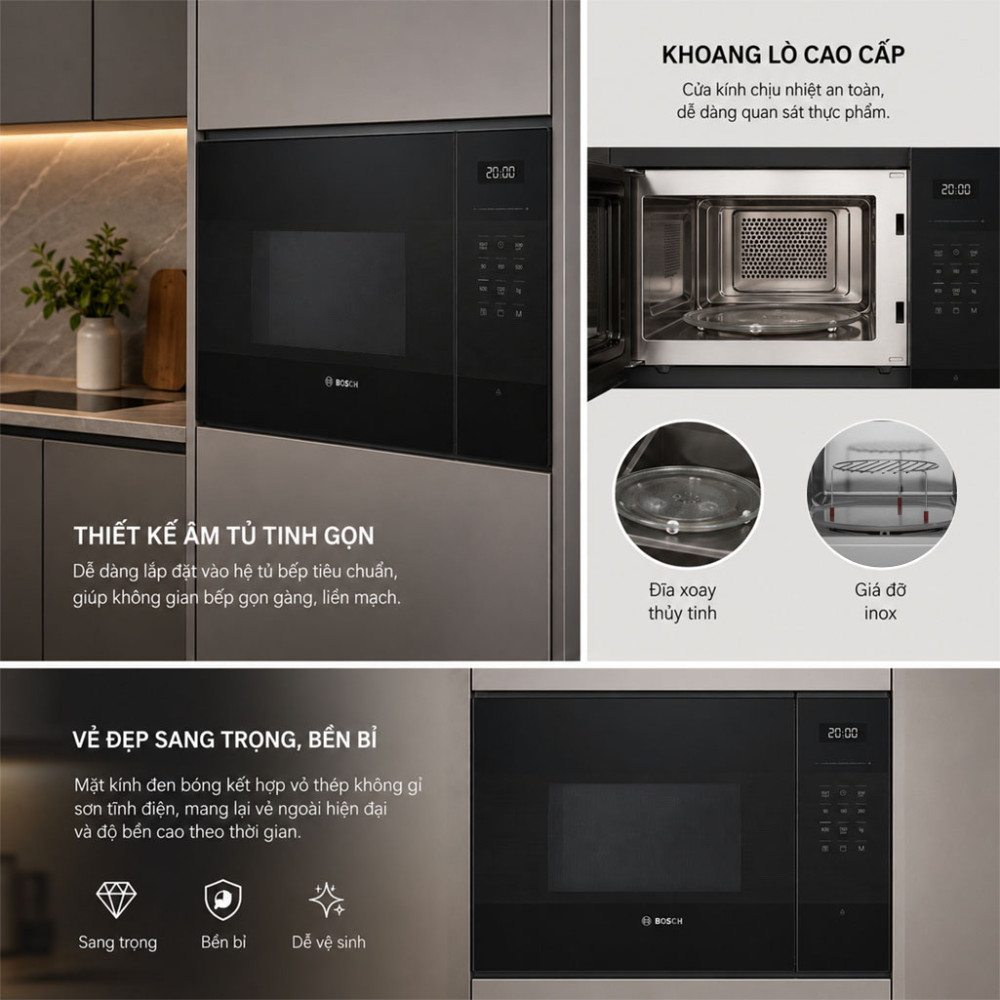 Lò vi sóng âm tủ Bosch BEL554MB2 25L - Hàng chính hãng