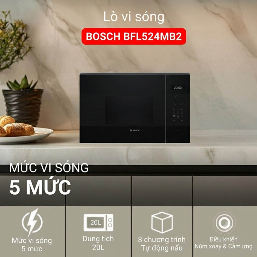 Lò vi sóng âm tủ Bosch BFL524MB2 - Series 4 - Hàng chính hãng