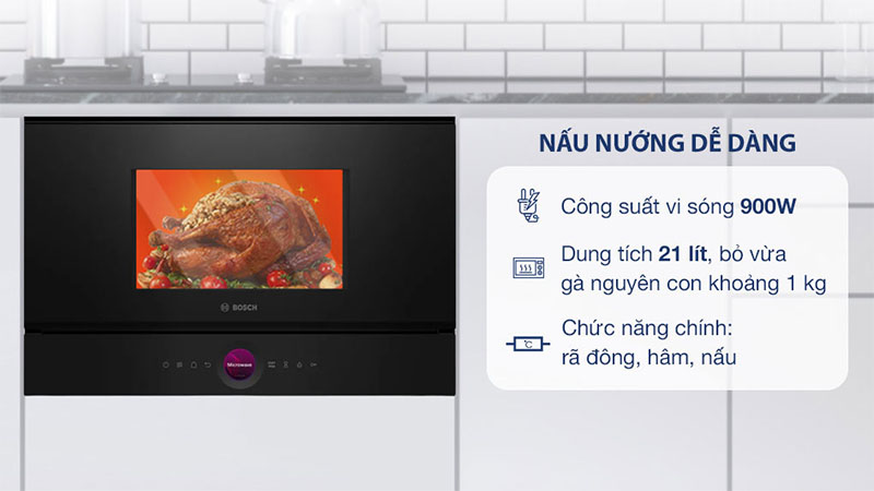 Lò vi sóng âm tủ Inverter Bosch BFL7221B1 - Hàng chính hãng