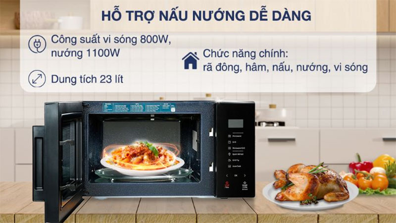 Lò vi sóng có nướng Samsung MG23T5018CK/SV - Hàng chính hãng