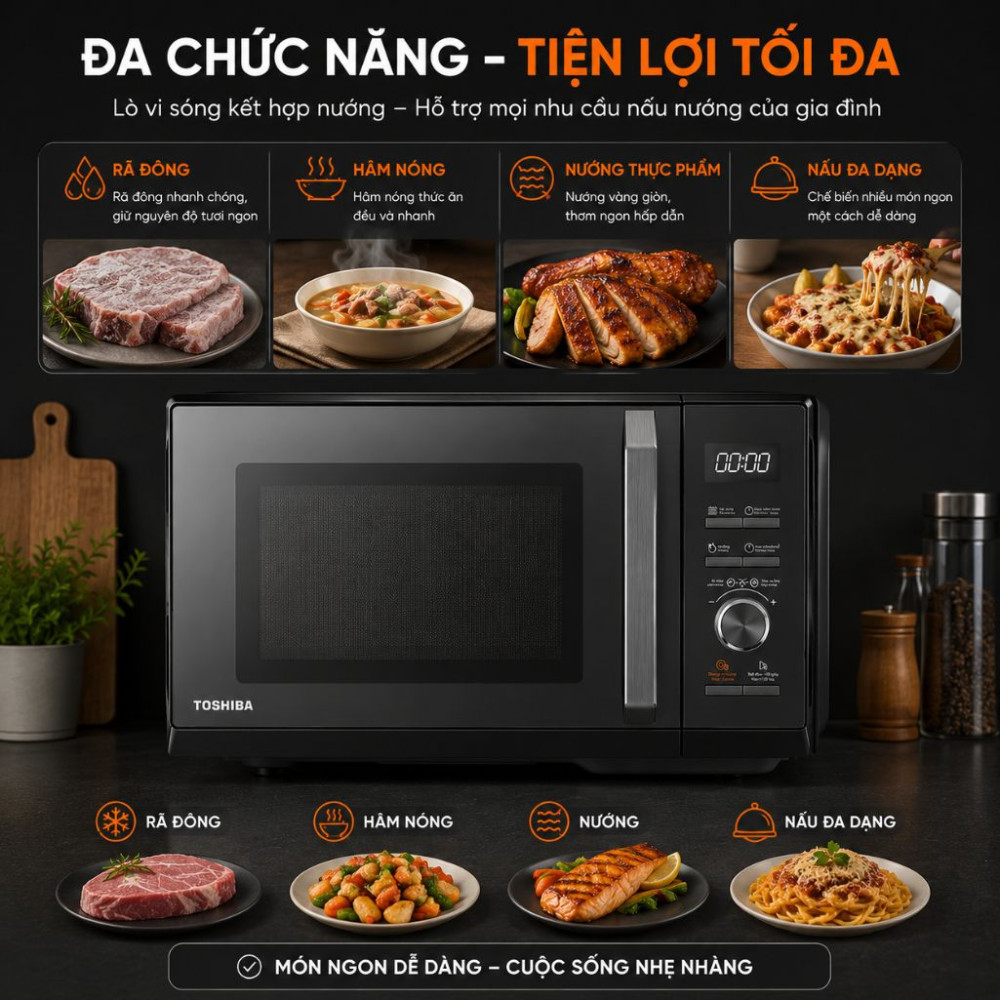 Lò vi sóng có nướng Toshiba MW3-AC27PE(BM)VN 27 lít - Hàng chính hãng