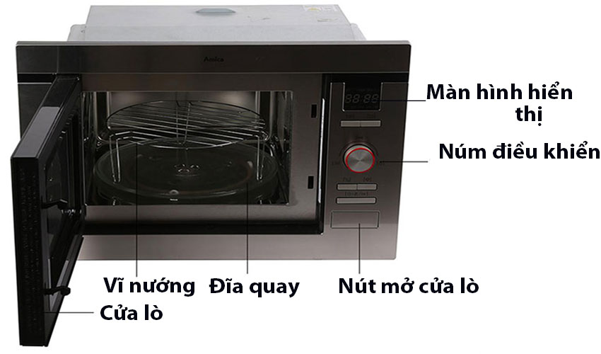 Lò vi sóng kết hợp nướng Amica AMM25BI - Hàng chính hãng