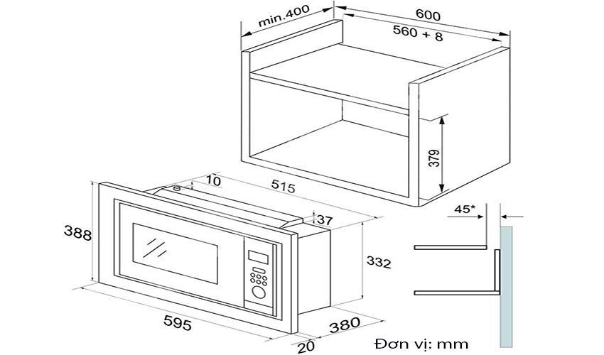 Lò vi sóng kết hợp nướng Amica AMM25BI - Hàng chính hãng