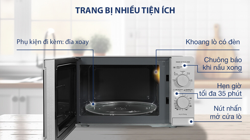 Lò vi sóng Sharp R-211TV-SL 21 lít  - Hàng chính hãng