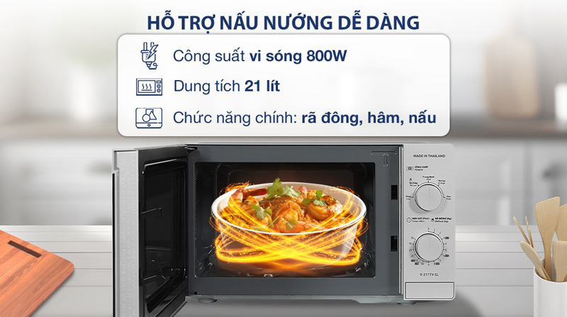 Lò vi sóng Sharp R-211TV-SL 21 lít  - Hàng chính hãng