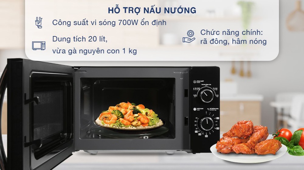 Lò vi sóng Toshiba MWP-MM20P(BK) 20 lít - Hàng chính hãng