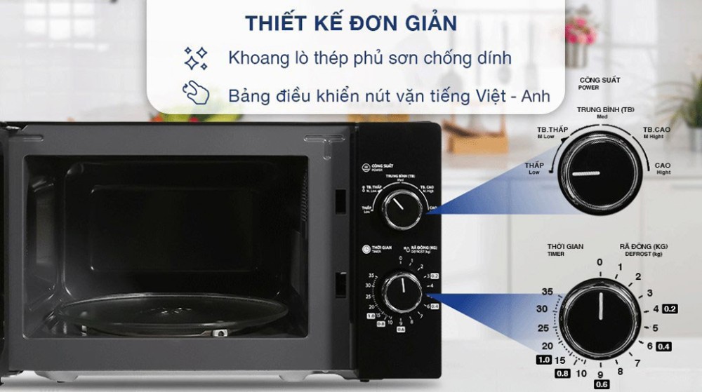 Lò vi sóng Toshiba MWP-MM20P(BK) 20 lít - Hàng chính hãng