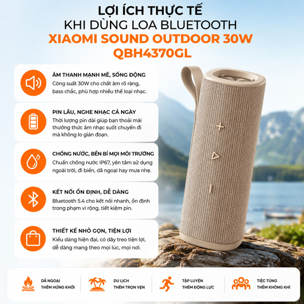 Loa Bluetooth Xiaomi Sound Outdoor 30W QBH4370GL - Hàng chính hãng