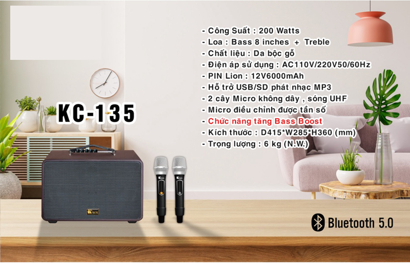 Loa karaoke xách tay Kcbox KC-135 - Hàng chính hãng