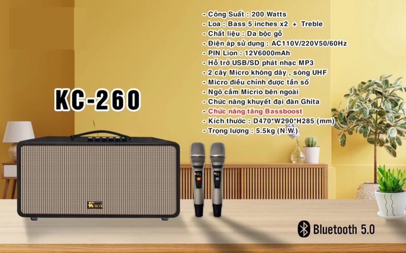 Loa karaoke xách tay Kcbox KC-260 - Hàng chính hãng