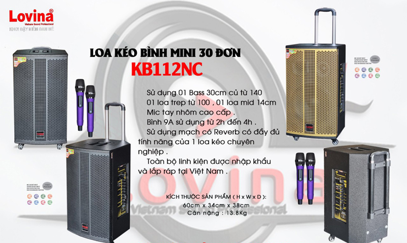 Loa kéo di động Lovina KB112NC - Hàng chính hãng