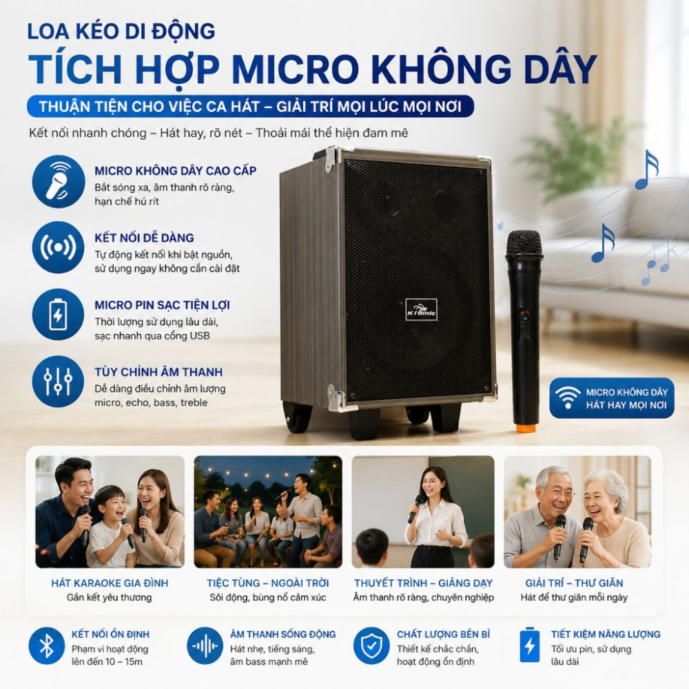 Loa kéo di động Kiomic Q8 - Hàng chính hãng