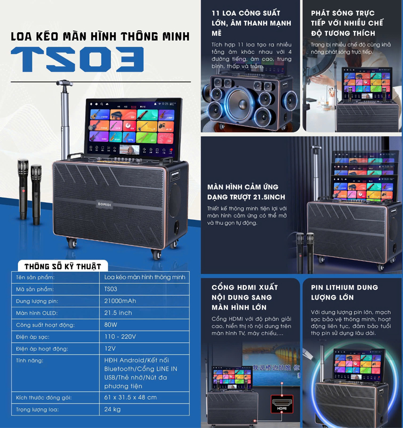 Loa kéo di động Bomidi TS03 - Hàng chính hãng