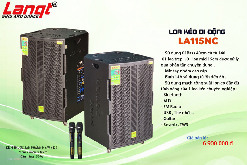 Loa kéo di động Langt LA115NC - Hàng chính hãng