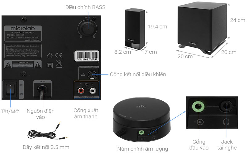 Loa vi tính Microlab M-600BT - Hàng chính hãng