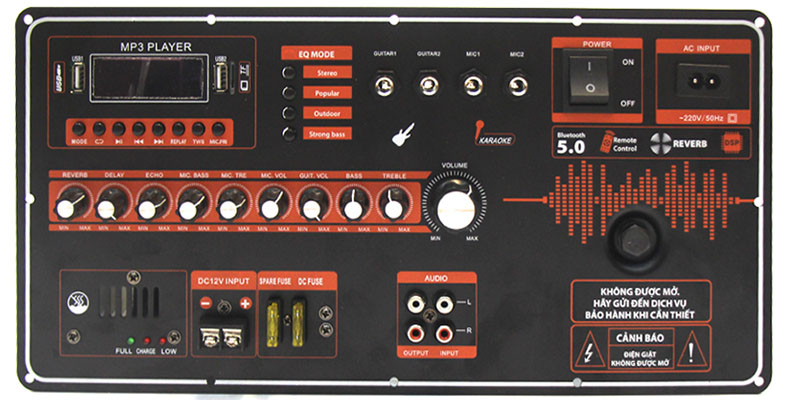 Loa xách tay bass đôi 30cm Karaoke Pro Audio DSP21 - Hàng chính hãng