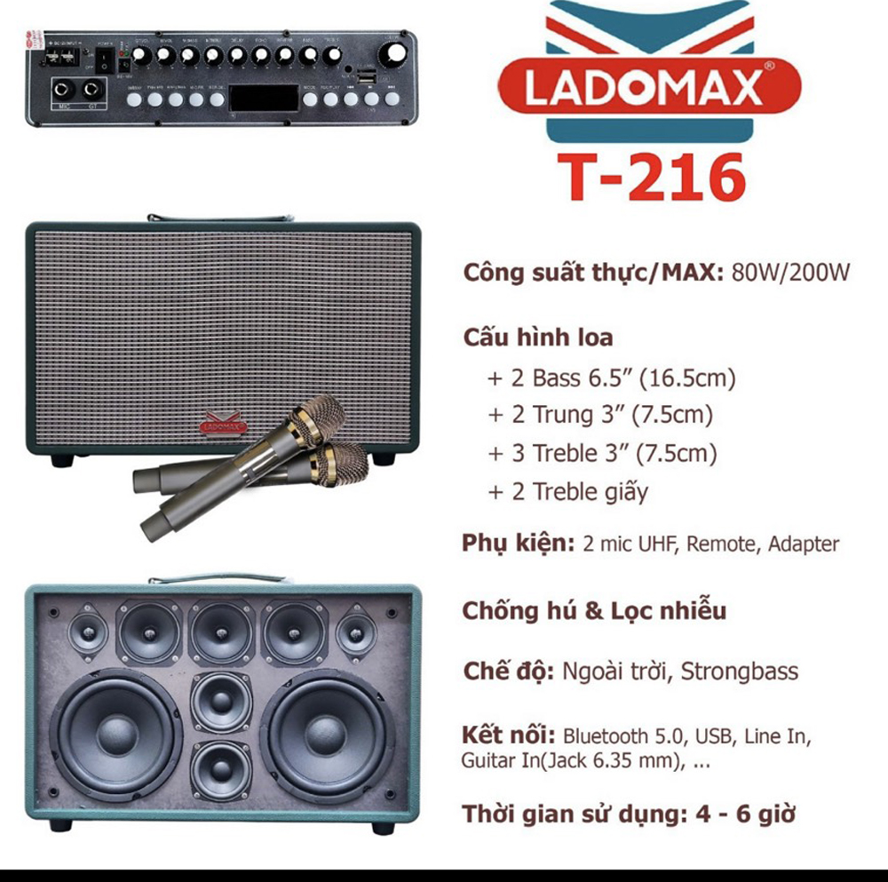 Loa xách tay Ladomax T-216 - Hàng chính hãng