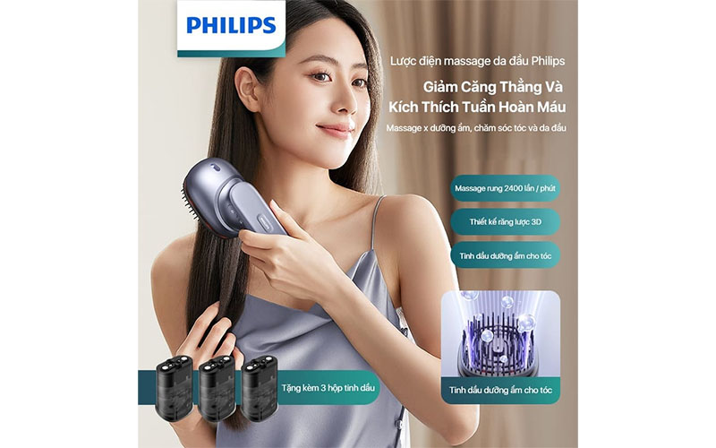 Lược điện massage da đầu Philips 1511 - Hàng chính hãng
