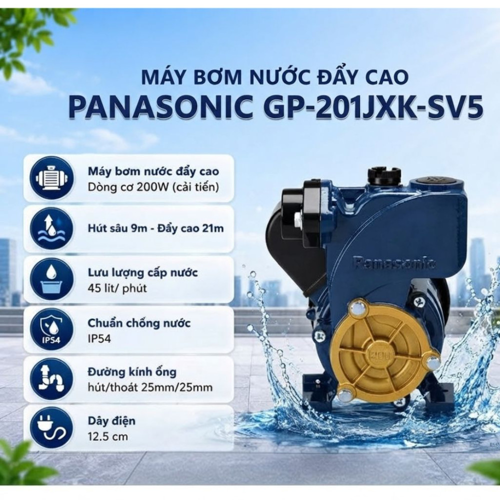 Máy bơm nước đẩy cao Panasonic GP-201JXK-SV5 - Hàng chính hãng