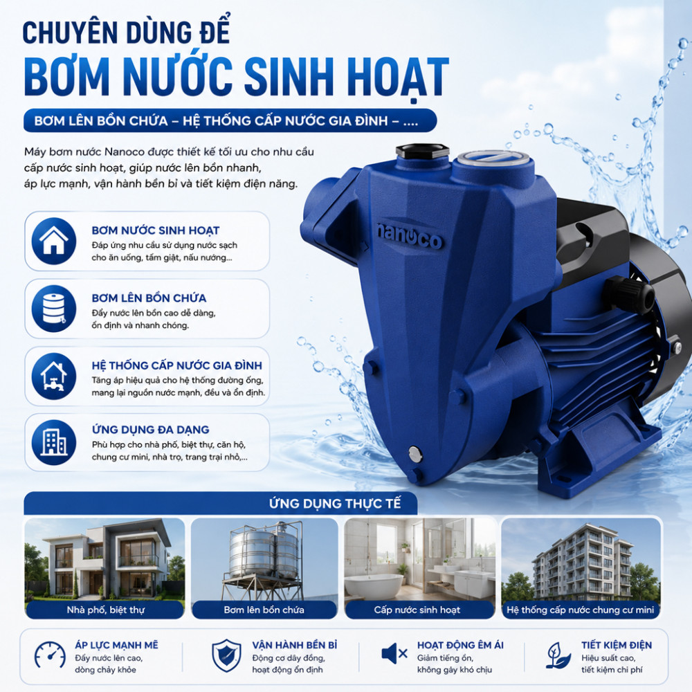 Máy bơm nước đẩy cao Nanoco NCLP550 - Hàng chính hãng