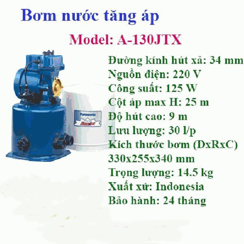 Máy bơm tăng áp Panasonic A-130JTX - Hàng chính hãng