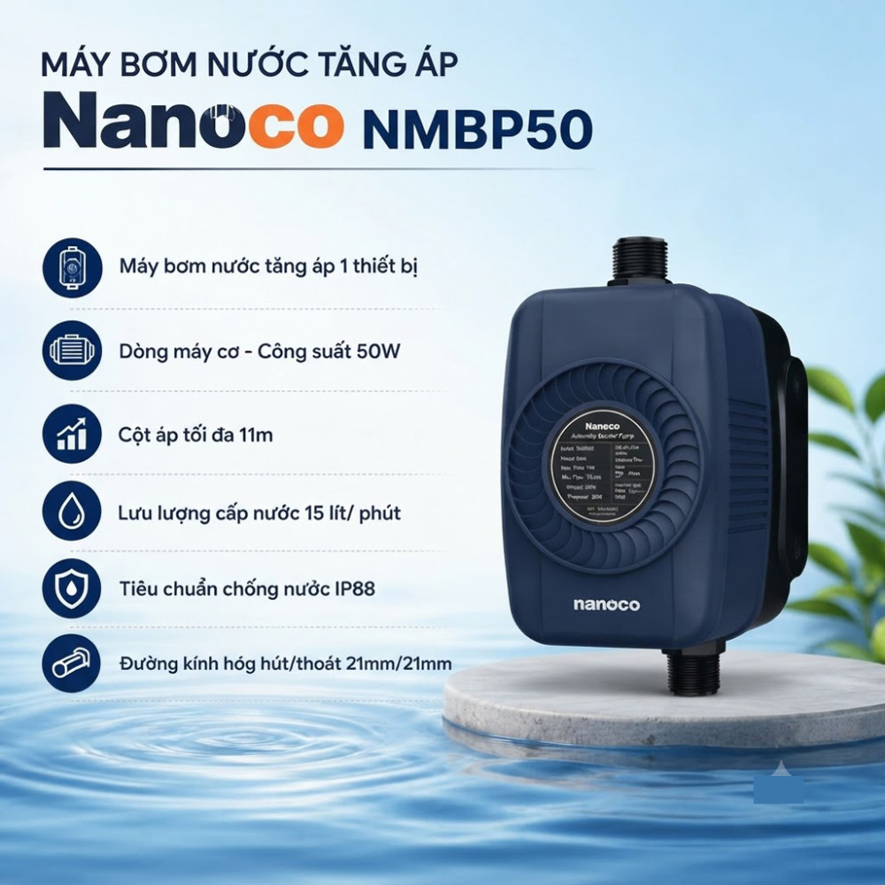 Máy bơm nước tăng áp Nanoco NMBP50 - Hàng chính hãng