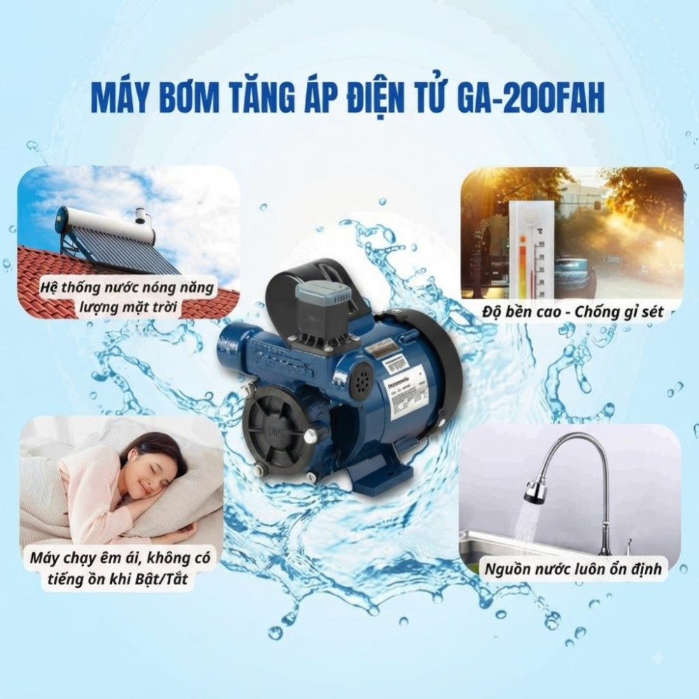 Máy bơm tăng áp nước nóng Panasonic GA-200FAH - Hàng chính hãng