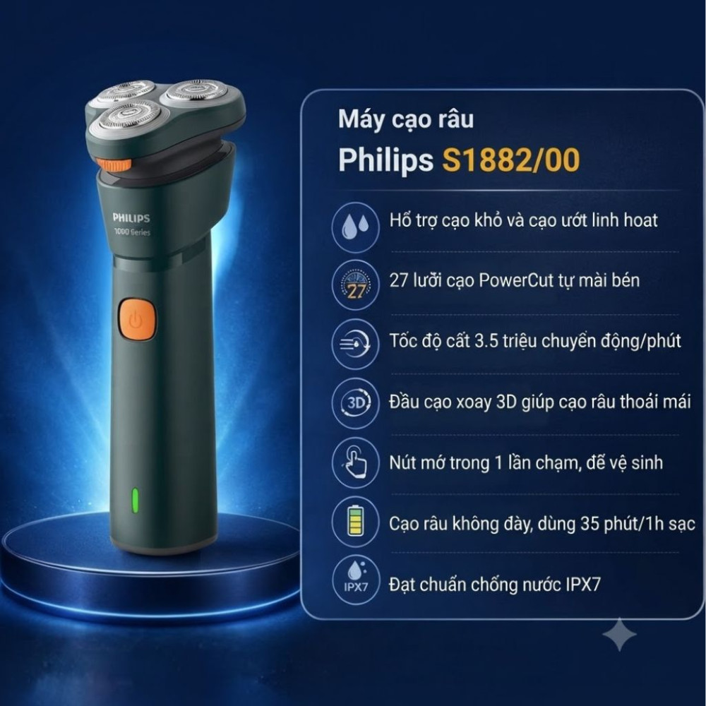 Máy cạo râu khô và ướt Philips S1882/00 - Hàng chính hãng