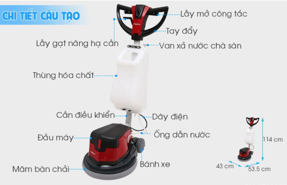 Máy chà sàn đơn Clepro CS17R - Hàng chính hãng
