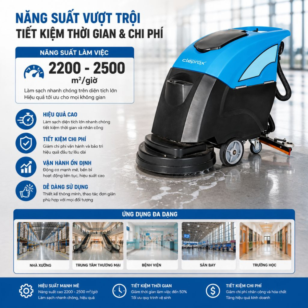  Máy chà sàn liên hợp đẩy tay CleproX X-550B - Hàng chính hãng