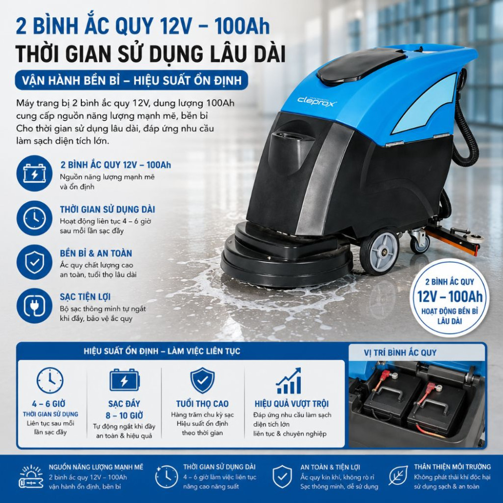  Máy chà sàn liên hợp đẩy tay CleproX X-550B - Hàng chính hãng