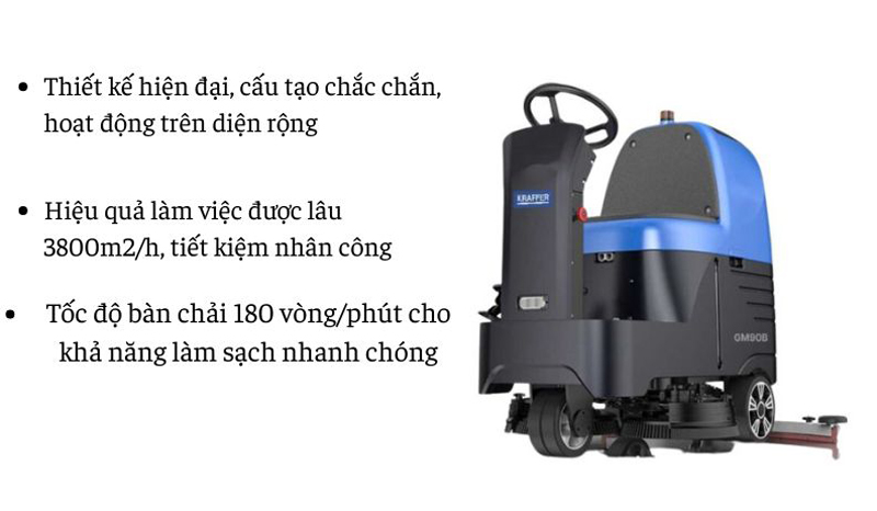 Máy chà sàn ngồi lái Kraffer GM90B - Hàng chính hãng