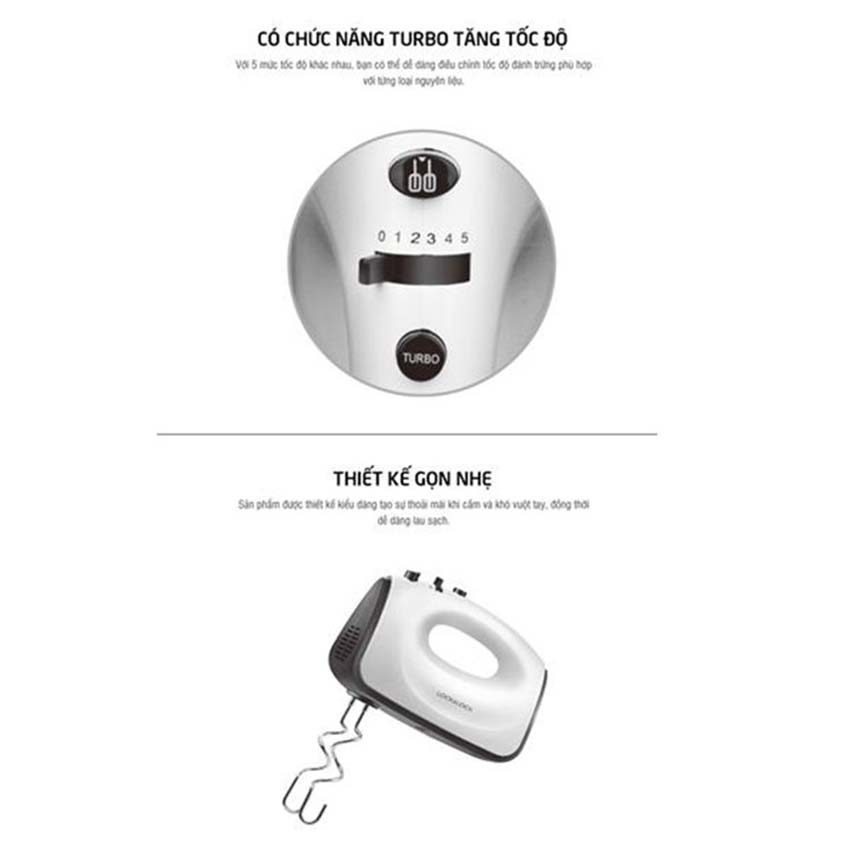 Máy đánh trứng Lock&Lock Hand Mixer EJM501BLK - Hàng chính hãng