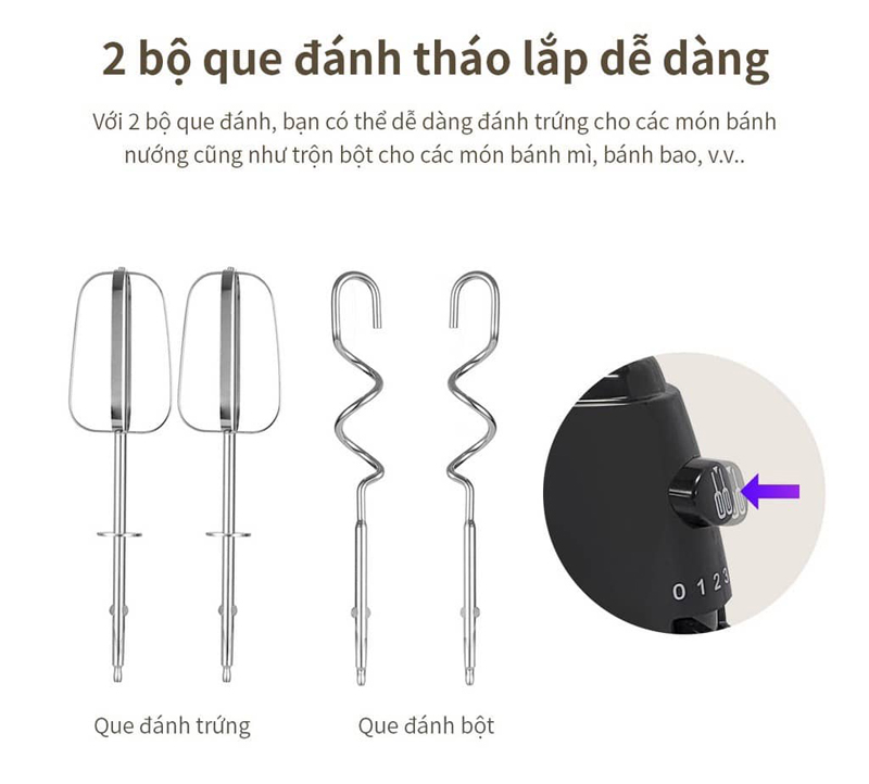 Máy đánh trứng cầm tay Lock&Lock EJM501DGRY - Hàng chính hãng